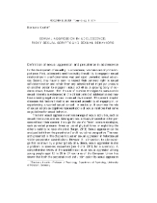 Sexual aggression in adolescence: risky sexual scripts and sexual behaviors = Agresja seksualna w wieku dorastania: ryzykowne skrypty seksualne i zachowania seksualne