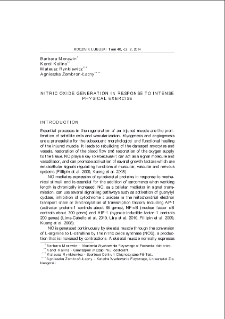 Nitric oxide generation in response to intense physical exercise = Generacja tlenku azotu w odpowiedzi na intensywny wysiłek fizyczny