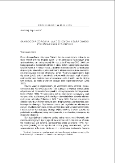 Samoocena zdrowia, jakości życia i zaradności życiowej osób starszych = Self-evaluation of health, quality of life and resourcefulness of life in elderly people