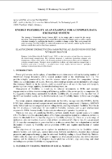 Energy flexibility as an example for a complex data exchange system = Elastyczność energetyczna jako przykład złożonego systemu wymiany danych