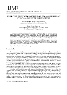 Generation of entropy for MHD flow of Casson fluid past a vertical cone with Dufour effect