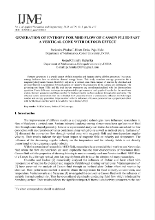 Generation of entropy for MHD flow of Casson fluid past a vertical cone with Dufour effect