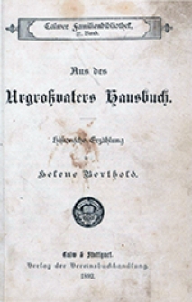 Aus des Urgroßvaters Hausbuch