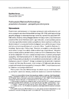 Publicystyka Wacława Nałkowskiego przeciwko Litwosowi - perspektywa retoryczna = Wacław Nałkowski`s journalism against Litwos - rhetorical perspective