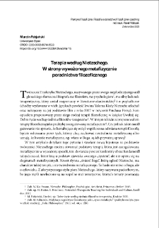 Terapia według Nietzschego. W stronę wyważonego metafizycznie poradnictwa filozoficznego = Therapy according to Nietzsche. Towards a metaphysically balanced philosophical counseling