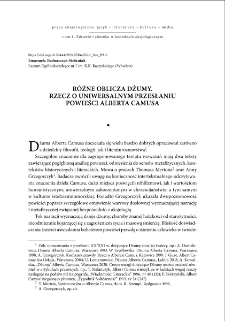 R&oacute;żne oblicza dżumy. Rzecz o uniwersalnym przesłaniu powieści Alberta Camusa = Various sides of a plague. Reflection on the universal message of Albert`s Camus novel