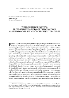 Wobec mitów i faktów. Przedstawienia kolonii trędowatych na Spinalondze we współczesnej literaturze = Against myths and facts. Depictions of the leper colony on Spinalonga in contemporary literature