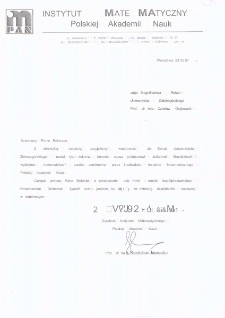 List gratulacyjny prof. Stanisława Janeczki do profesora Czesława Osękowskiego