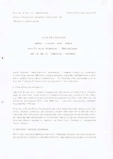 Uzasadnienie wniosku o nadanie tytułu doktora honoris causa Uniwersytetu Zielonogórskiego prof. dr. hab. inż. Tadeuszowi Kaczorkowi