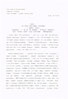 Opinia dla Senatu Politechniki Poznańskiej w sprawie nadania profesorowi zw. dr. hab. inż. Marianowi P. Kaźmierkowskiemu tytułu doktora honoris causa Uniwersytetu Zielonogórskiego