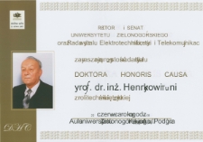 Afisz promujący uroczystość nadania tutułu doktora honoris causa profesorowi Henrykowi Tuni z Politechniki Świętokrzyskiej