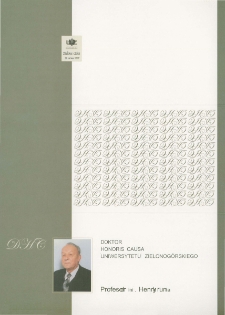 Doktor Honoris Causa Uniwersytetu Zielonog&oacute;rskiego - Prof. dr inż. Henryk Tunia