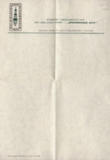 Komitet Organizacyjny Dni Zielonej G&oacute;ry: [papier okolicznościowy]