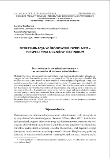 Dyskryminacja w środowisku szkolnym - perspektywa uczniów technikum = Discrimination in the school environment ? the perspective of technical school students