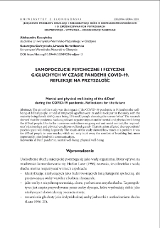 Samopoczucie psychiczne i fizyczne g/Głuchych w czasie pandemii covid-19. Refleksje na przyszłość = Mental and physical well-being of the d/Deaf during the COVID-19 pandemic. Reflections for the future