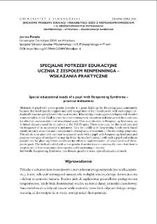 Specjalne potrzeby edukacyjne ucznia z zespołem Renpenninga - wskazania praktyczne = Special educational needs of a pupil with Renpenning Syndrome - practical indications