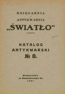 Katalog antykwarski No 8.