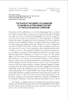The place of the legend of Alexander of Macedon in the larger context of the old Romanian literature = Miejsce legendy Aleksandra Macedońskiego w większym kontekście starej literatury rzymskiej