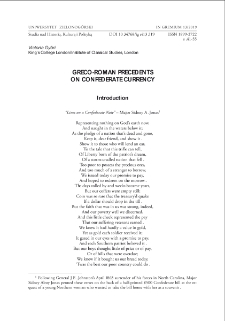 Greco-Roman precedents on Confederate currency = Grecko-rzymskie pierwowzory środków płatniczych Konfederacji