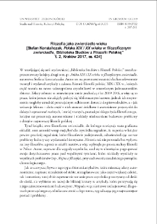 Filozofia jako zwierciadło wieku [Stefan Konstańczak, Polska XIX i XX wieku w filozoficznym zwierciadle, ?Biblioteka Studiów z Filozofii Polskiej?] - recenzja