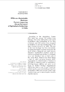 FPOs as a Sustainable Business: Factors impacting performance of Agriculture Collectives in India
