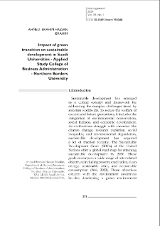 Impact of green transition on sustainable development in Saudi Universities- Applied Study College of Business Administration - Northern Borders University