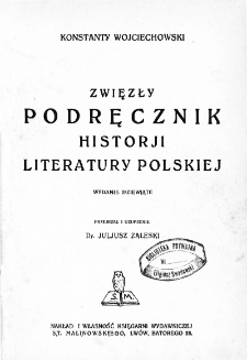 Zwięzły podręcznik historji literatury polskiej