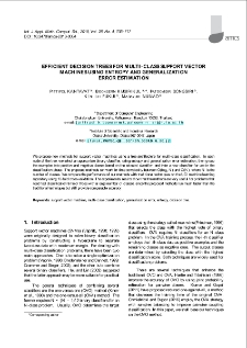 Efficient decision trees for multi-class support vector machines using entropy and generalization error estimation