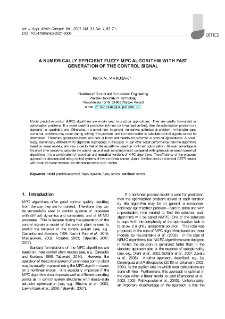 A numerically efficient fuzzy MPC algorithm with fast generation of the control signal