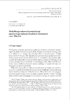 Modyfikacja zakresu kryminalizacji uporczywego nękania i kradzieży tożsamości z art. 190a k.k