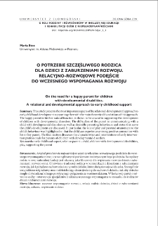O potrzebie szczęśliwego rodzica dla dzieci z zaburzeniami rozwoju. Relacyjno-rozwojowe podejście do wczesnego wspomagania rozwoju