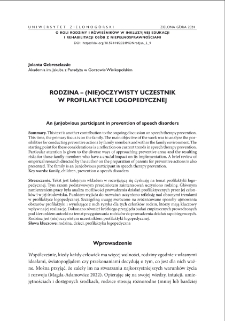 Rodzina - (nie)oczywisty uczestnik w profilaktyce logopedycznej