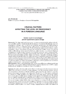 Istotne czynniki warunkujące poziom opanowania języka obcego