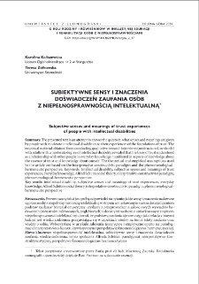 Subiektywne sensy i znaczenia doświadczeń zaufania os&oacute;b z niepełnosprawnością intelektualną