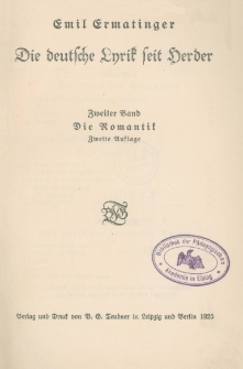 Die deutsche Lyrik seit Herder- Inhalt