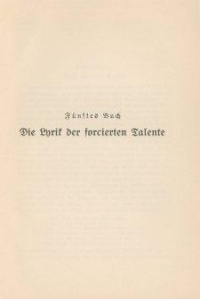 Die Lyrik der forcienten Talente