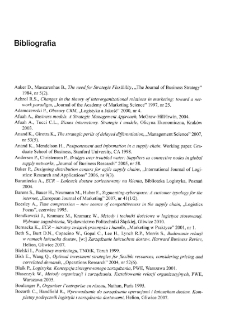 Elementy logistyczne obsługi klienta w sieciach dystrybucji : pomiar, ocena, strategie - bibliografia