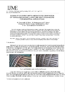 Design of expanded metal meshes for generation of turbulence in shell-and-tube heat exchangers for industrial applications