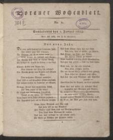 Sorauer Wochenblatt, No. 1. (1. Januar 1825)