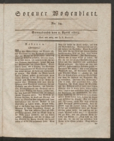 Sorauer Wochenblatt, No. 14. (2. April 1825)