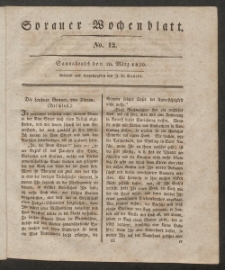 Sorauer Wochenblatt, No. 12. (20. März 1830)