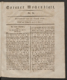 Sorauer Wochenblatt, No. 34. (21. August 1830)