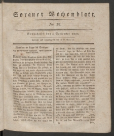 Sorauer Wochenblatt, No. 36. (4. September 1830)
