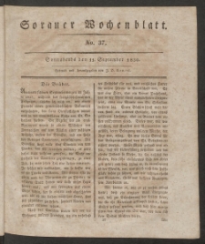 Sorauer Wochenblatt, No. 37. (11. September 1830)
