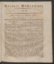 Sorauer Wochenblatt, No. 38. (18. September 1830)