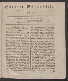 Sorauer Wochenblatt, No. 43. (23. October 1830)