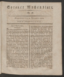 Sorauer Wochenblatt, No. 47. (20. November 1830)