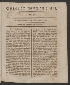 Sorauer Wochenblatt, No. 51. (18. December 1830)