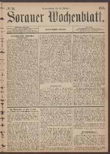 Sorauer Wochenblatt, No. 21. (18. Februar 1875)