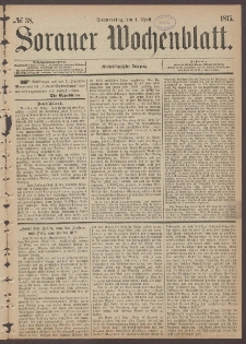 Sorauer Wochenblatt, No. 38. (1. April 1875)